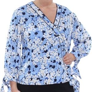 Lauren Ralph Lauren FLoral Faux Wrap Blouse Size XL
